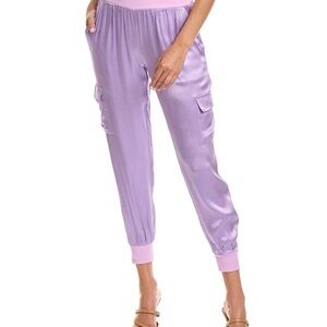 FATE Lilac Cargo Satin Jogger Pants High Ribbed Knit Waistband Women Medium NWT